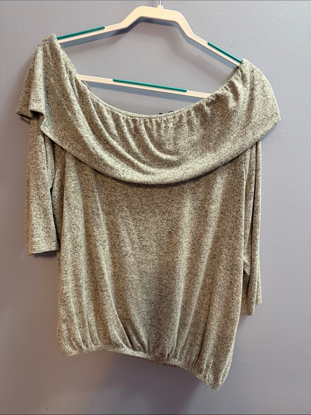 Lane Bryant Heathered Gray Off-the-Shoulder Sweater
